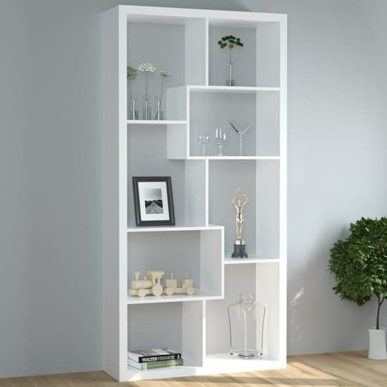 Quinto High Gloss Shelving Unit In White_1