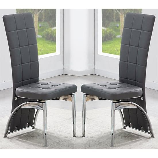 Ravenna Grey Faux Leather Dining Chairs In Pair_1