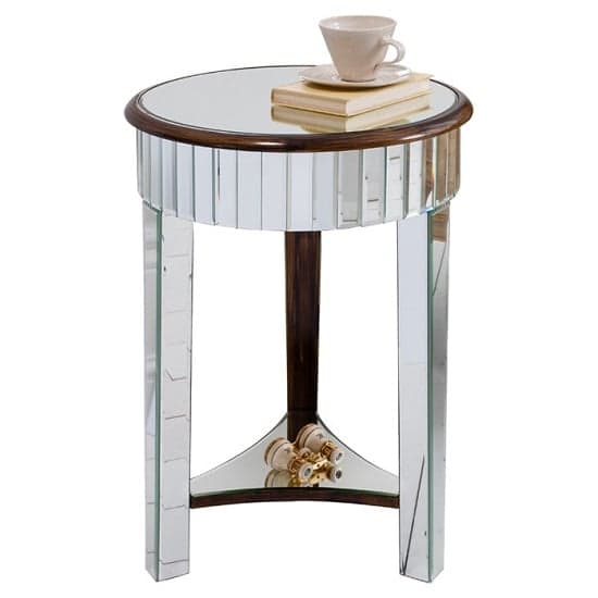 Harvard Mirrored Side Table Round With Bronze Base And Shelf_2