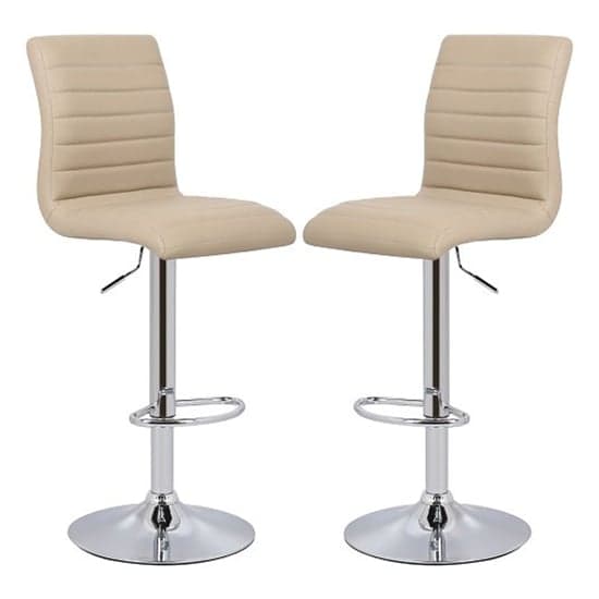 Ripple Stone Faux Leather Bar Stools With Chrome Base In Pair_1