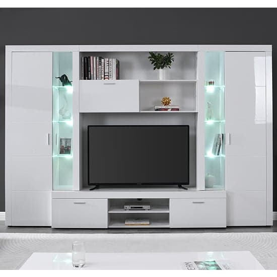 Roma Entertainment Unit White With High Gloss Fronts And LED_6