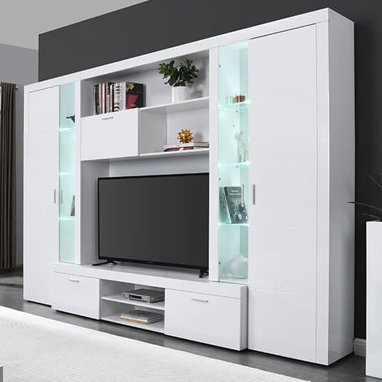 Roma Entertainment Unit White With High Gloss Fronts And LED_5