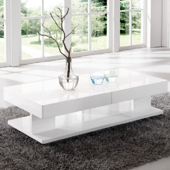 Verona Extending High Gloss Coffee Table With Storage In White Furniture in Fashion