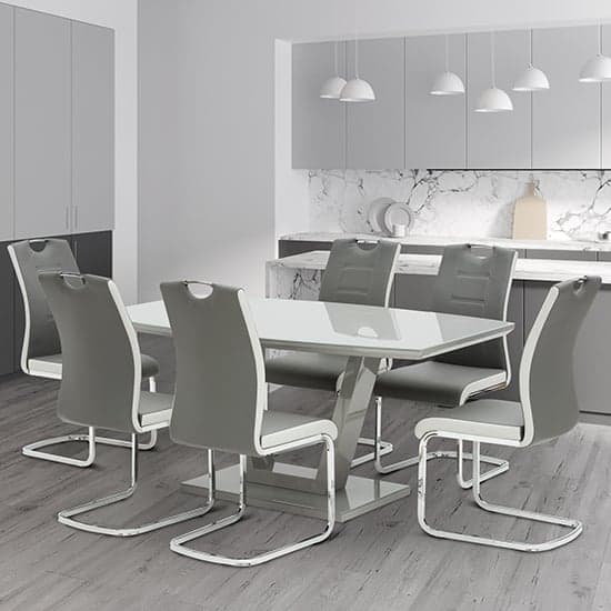 Samson Glass Dining Table In Grey High Gloss With 6 Chairs_1
