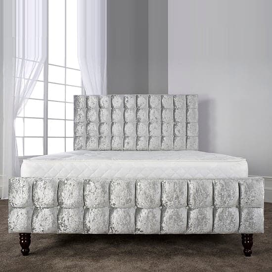 Breslin Stylish Bed In Glitz Ice With Baroque Wooden Feet_3
