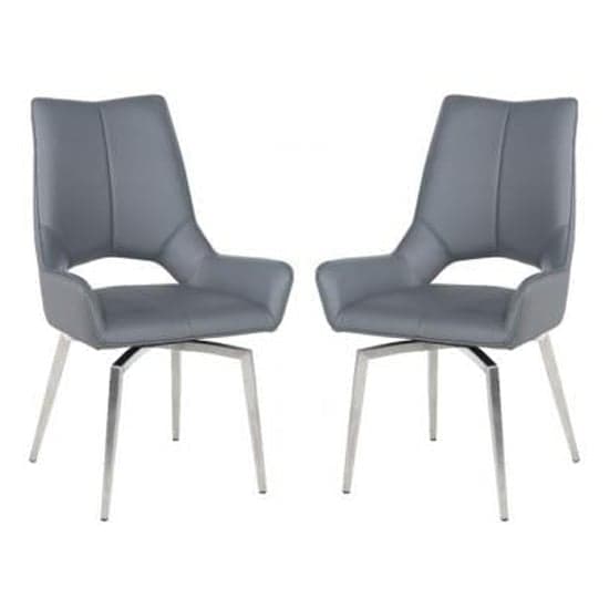 Scissett Grey White Faux Leather Dining Chairs In Pair_1