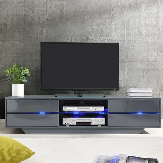 Sienna High Gloss TV Stand In Grey With Multi LED Lighting_2
