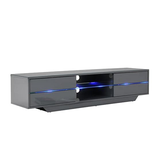 Sienna High Gloss TV Stand In Grey With Multi LED Lighting Furniture