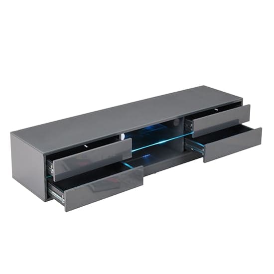 Sienna High Gloss TV Stand In Grey With Multi LED Lighting Furniture