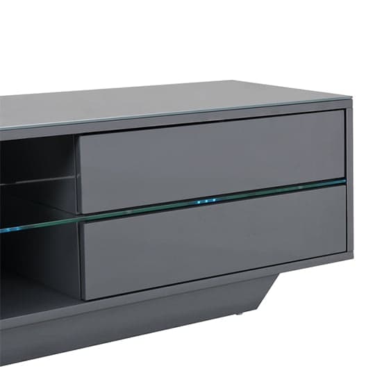 Sienna High Gloss TV Stand In Grey With Multi LED Lighting Furniture