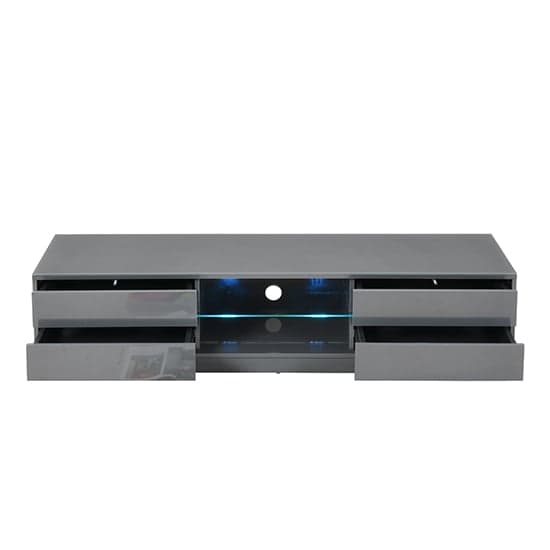 Sienna High Gloss TV Stand In Grey With Multi LED Lighting Furniture