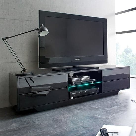 Sienna High Gloss TV Stand In Black With Multi LED Lighting_1