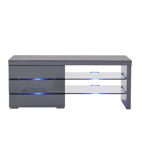 Sonia High Gloss TV Stand In Grey With LED Lighting_2