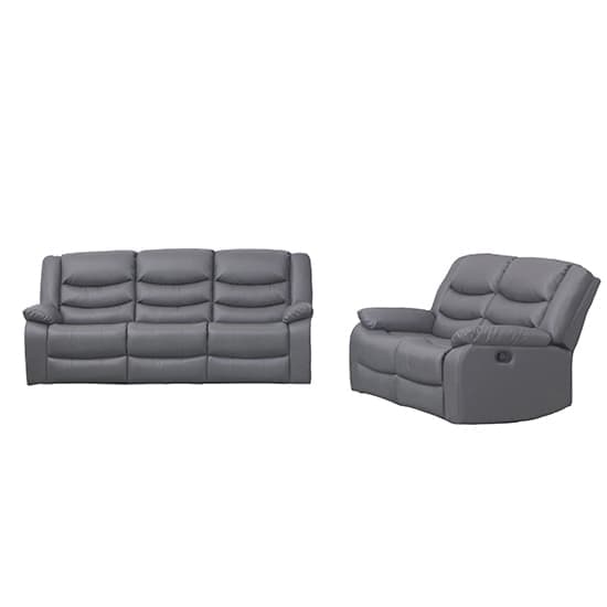 Sorreno 3+2 Bonded Leather Recliner Sofa Set In Dark Grey_2