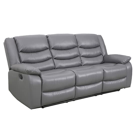 Sorreno Bonded Leather Recliner 3 Seater Sofa In Dark Grey_4