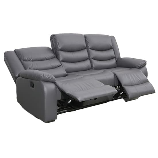 Sorreno Bonded Leather Recliner 3 Seater Sofa In Dark Grey_5