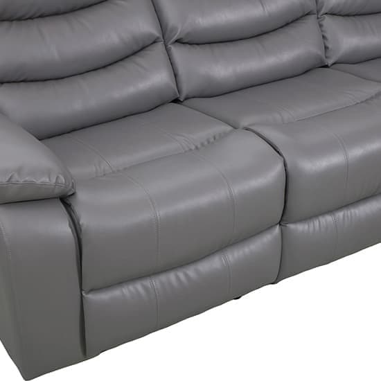 Sorreno Bonded Leather Recliner 3 Seater Sofa In Dark Grey_7