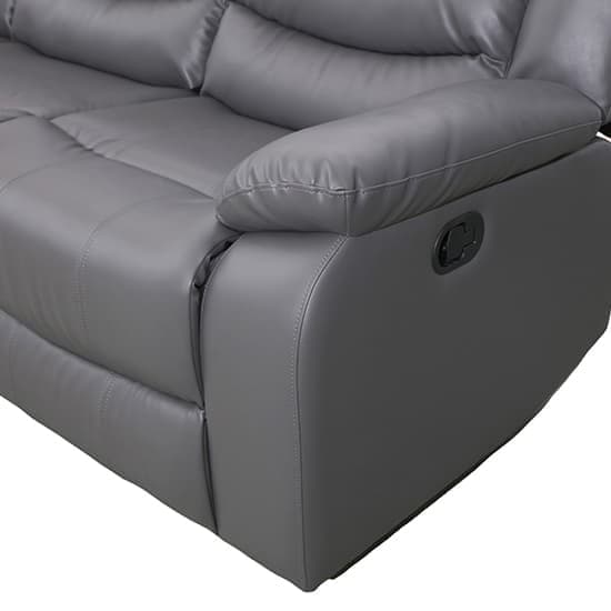 Sorreno Bonded Leather Recliner 3 Seater Sofa In Dark Grey_9