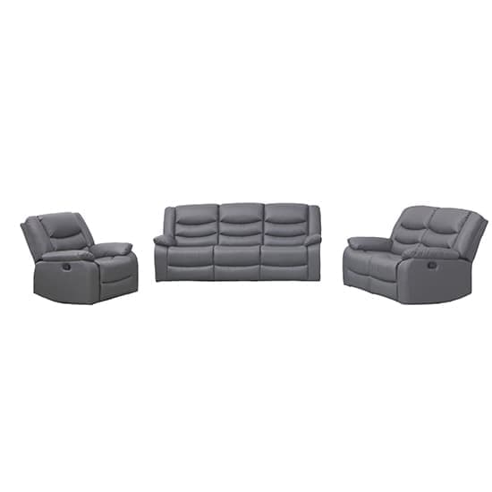Sorreno 3+2+1 Bonded Leather Recliner Sofa Set In Dark Grey_2
