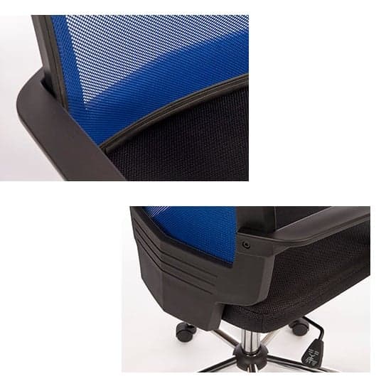 Fenton Home Office Chair in Black With Blue Mesh Back_3