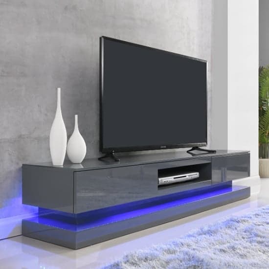 Step High Gloss TV Stand In Grey With Multi LED Lighting_1