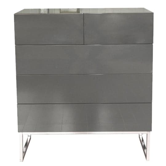Strada High Gloss Chest Of 5 Drawers in Grey_3