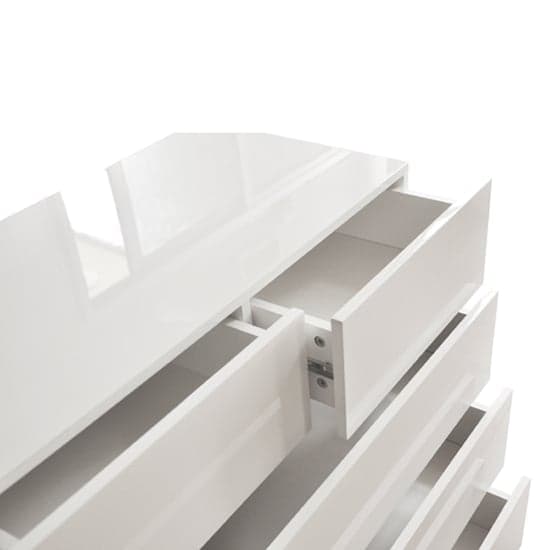 Strada High Gloss Chest Of 5 Drawers In White_4