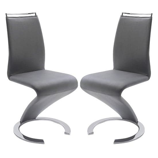 Summer Z Grey Faux Leather Dining Chairs In Pair_1