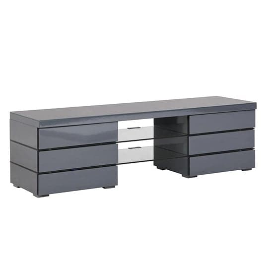 Svenja High Gloss TV Stand In Grey With Blue LED Lighting_2