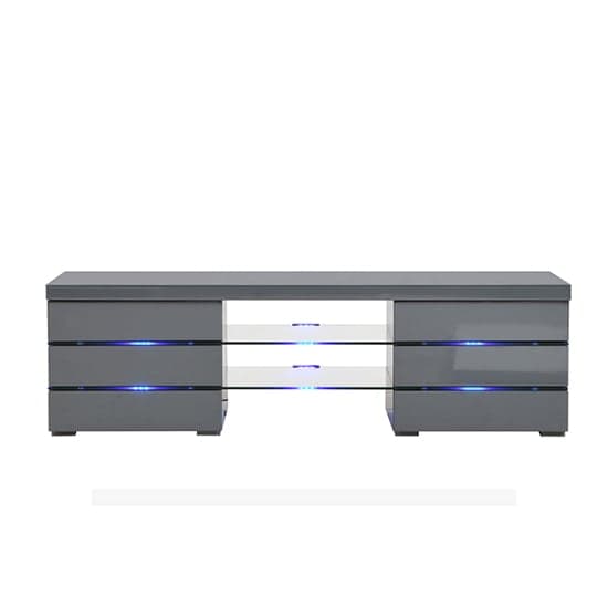 Svenja High Gloss TV Stand In Grey With Blue LED Lighting_3