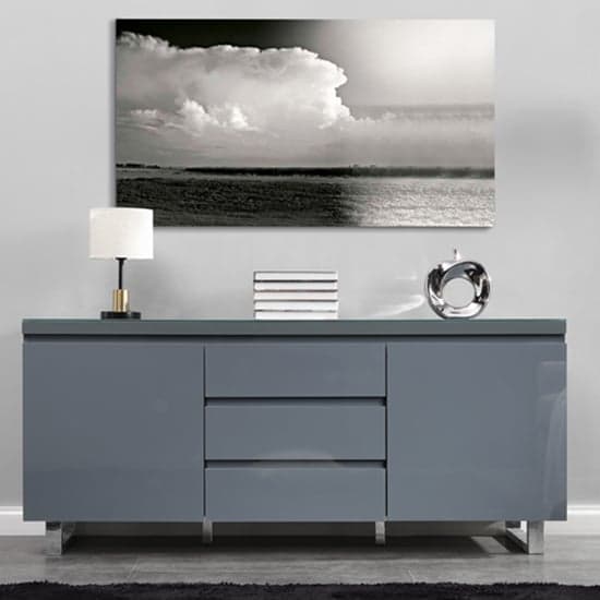 Sydney Large High Gloss Sideboard With 2 Door 3 Drawer In Grey_2