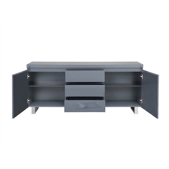 Sydney Large High Gloss Sideboard With 2 Door 3 Drawer In Grey_7