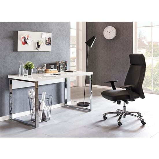 Sydney High Gloss Laptop Desk In White And Chrome Frame Furniture in Fashion