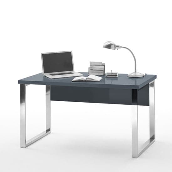 Sydney High Gloss Laptop Desk In Grey And Chrome Frame_1