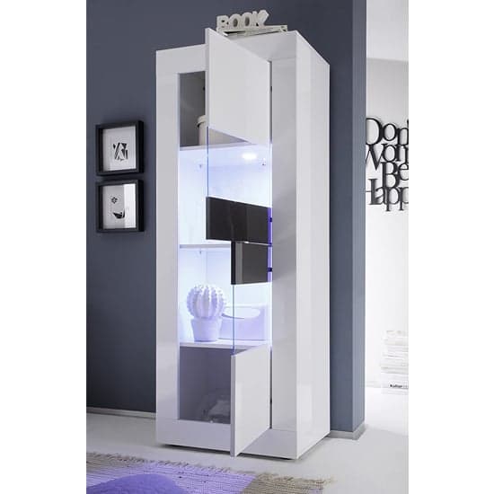 Taylor Display Cabinet In White High Gloss With 2 Doors And LED_3