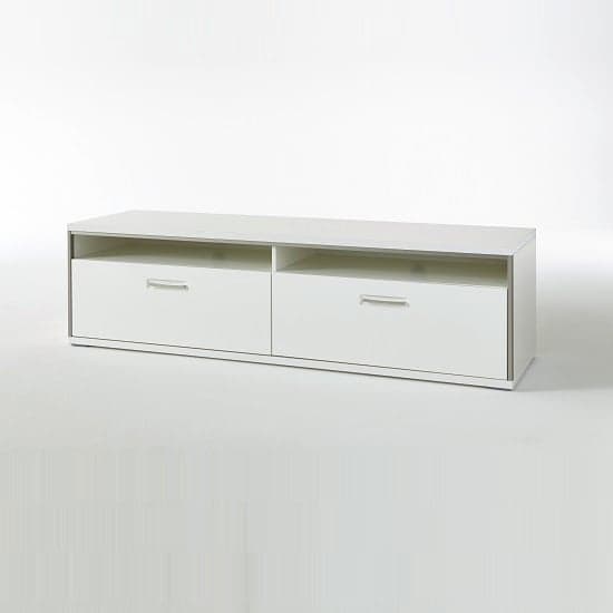 Libya Wide LCD TV Stand In White High Gloss With 2 Drawer_2