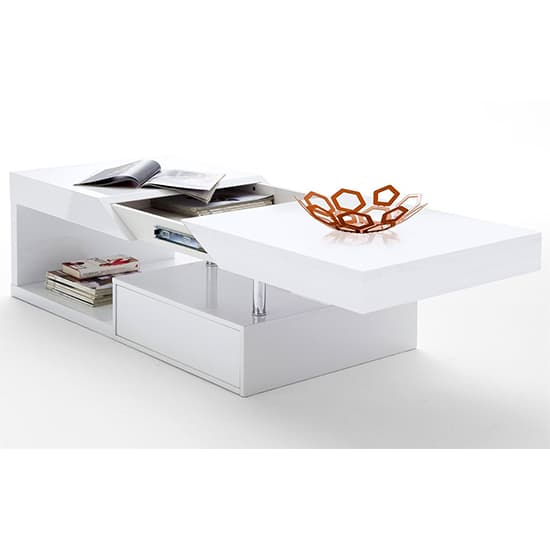 Tuna High Gloss Storage Coffee Table In White Furniture in Fashion