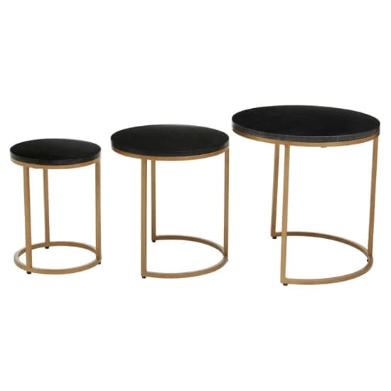 Viano Round Black Marble Nest Of 3 Tables With Gold Base_2