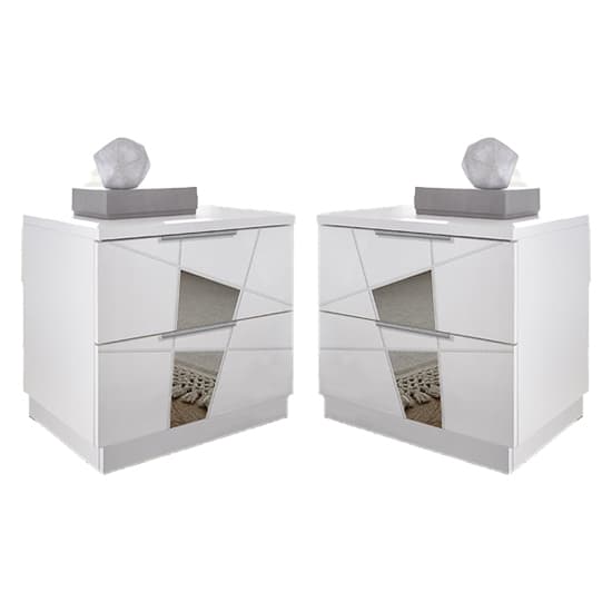Viro White High Gloss Bedside In Pair Furniture in Fashion