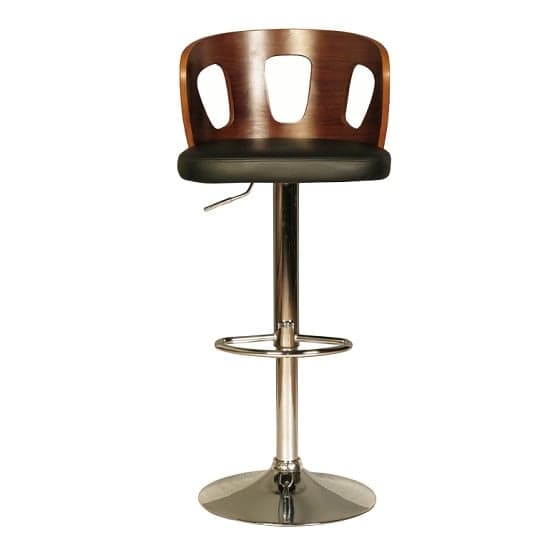 Hesket Bar Stool In Walnut And Black PU With Chrome Plated Base_1