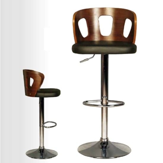 Hesket Bar Stool In Walnut And Black PU With Chrome Plated Base_2