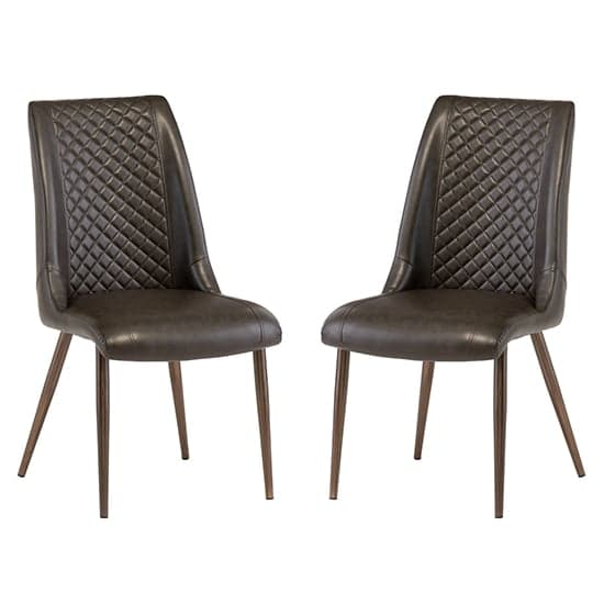 Aalya Dark Brown Faux Leather Dining Chairs In Pair_1