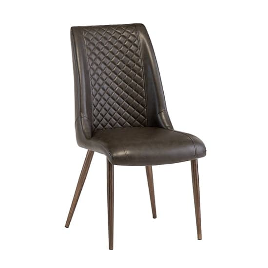 Aalya Faux Leather Dining Chair In Dark Brown_1