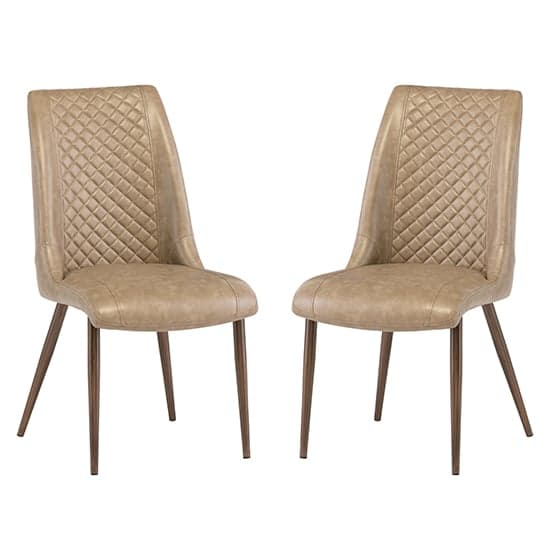 Aalya Taupe Faux Leather Dining Chairs In Pair_1
