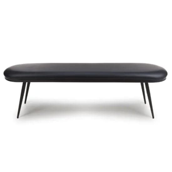 Aara Faux Leather Dining Bench In Black With Black Metal Legs_2