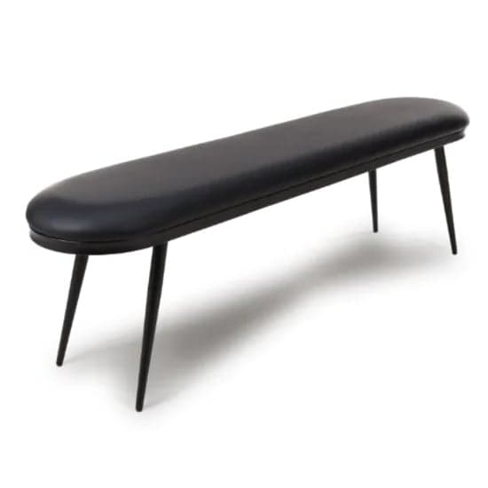 Aara Faux Leather Dining Bench In Black With Black Metal Legs_1