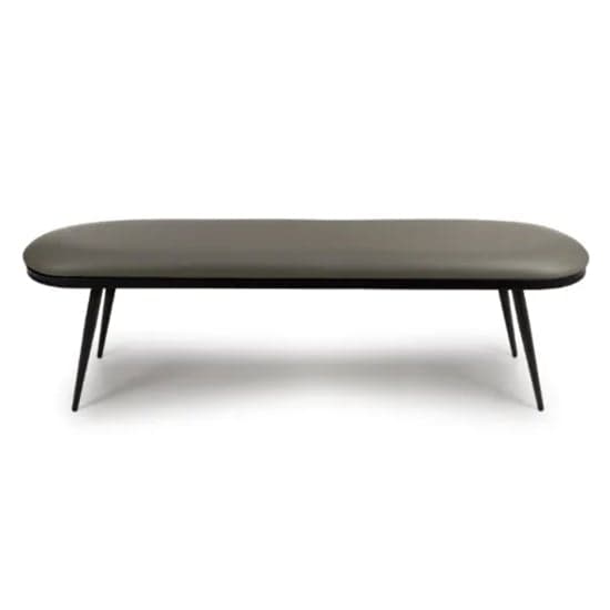 Aara Faux Leather Dining Bench In Truffle With Black Metal Legs_2