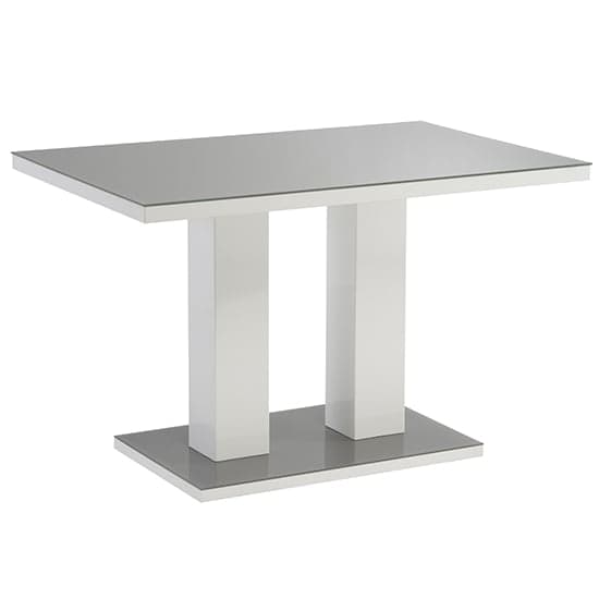 Aarina 120cm Grey Glass Top High Gloss Dining Table In Grey_1