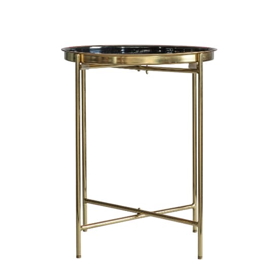 Abbeville Round Metal Side Table In Black And Gold_3