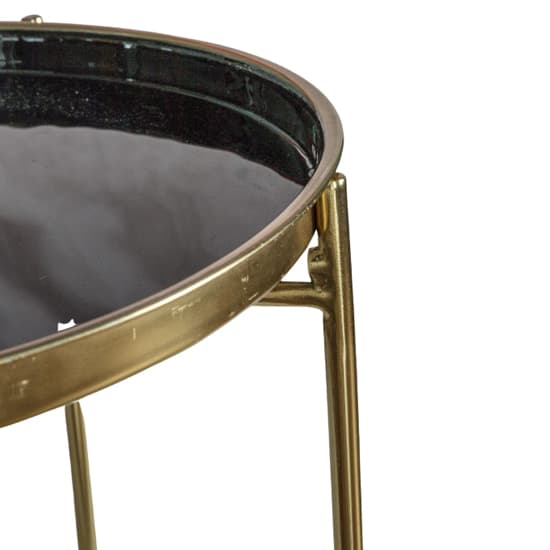 Abbeville Round Metal Side Table In Black And Gold_4